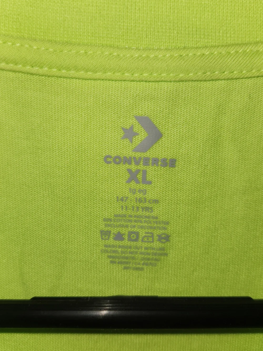 Converse Lime Green Tee with Teal Shoulder Panels
